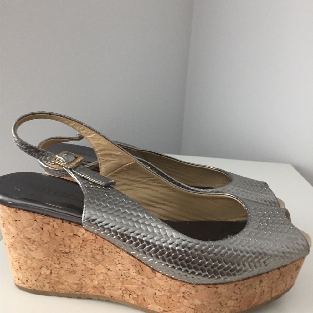 Jimmy Choo silver wedge shoes